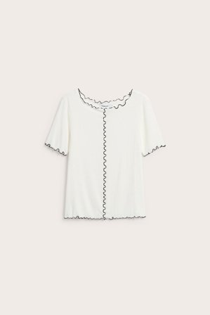 Kappahl | Topp med overlockkanter | Offwhite