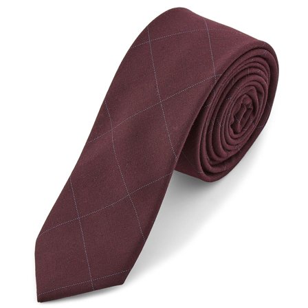 Burgundy Checkered Tie for Men - Patterned Ties