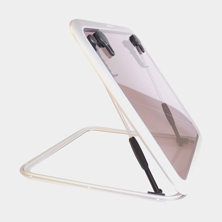 Escotilla de cubierta 1852-Marine, perfil bajo, con soporte, 180°, 505 x 505 mm (medidas de corte), 542 x 542 mm (medidas exteriores), plata/gris