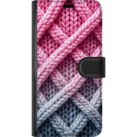 Kompatibel Tegnebogsetui til Xiaomi 15 Pro Nærbillede af vævet tekstilmønster i nuancer af lyserød, grå og hvid med taktil struktur