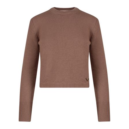 Valentino - Stickade Tröjor & Koftor - Beige - Dam - Storlek: S, Dam, Storlek: S
