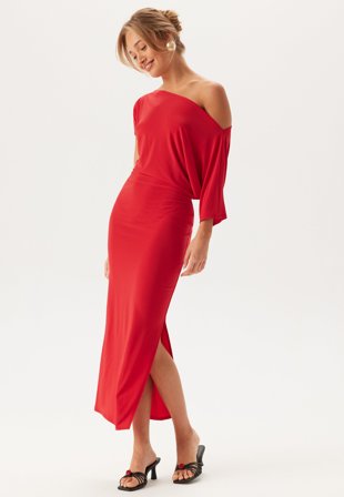 John Zack - Off Shoulder Midaxi Dress - Red