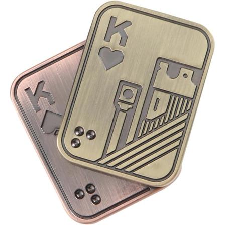 Metalliska Poker Finger Slider Stressleksaker för Vuxna, Kontorskort Fingerleksaker Skrivbordsleksaker (K, Koppar) K-Copper