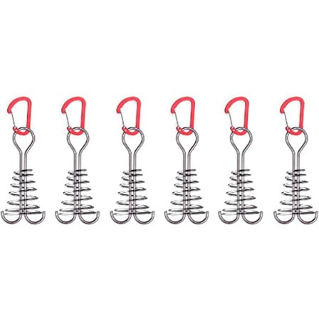 6-delt blekksprut vindtau fikseringsspenne (rød), dekkanker spiker,