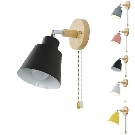 Sänglampa Nattljus Nordic Trä Vägglampa Säng Vägglampa Sovrum Korridor Med Dragkedja