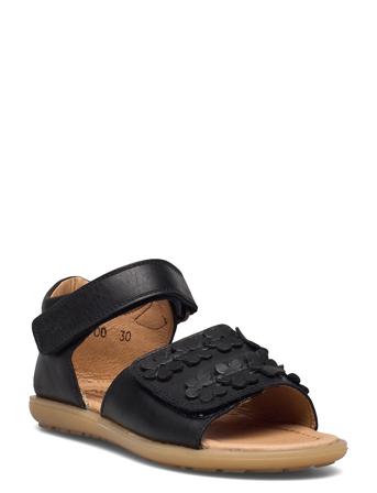 Closed Heel Flower Sandal Black Pom Pom