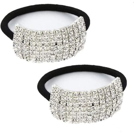 2-pakning hårbånd med strass, elastiske hårbånd med krystaller, hårspenner med glitter, hårstrikker