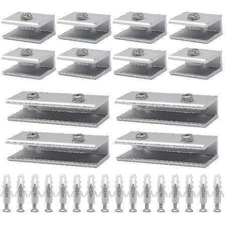 Glasbeslag, 12 stk Glasbeslag Glashængsel Aluminium Glashylde Støtte Solid Glasklemme Hylde Tilpasningsdygtig 6-8mm