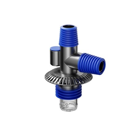 Kort Vaskemaskine Gulvafløbs T-stykke - ABS Anti-Lugt Overløbssikring Stik, Pladsbesparende Afløbsløsning Blue