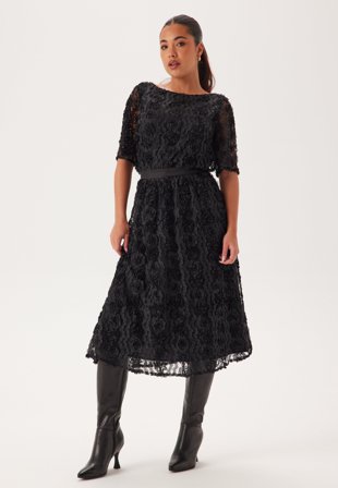 BUBBLEROOM-3D Flower Midi Skirt-XS