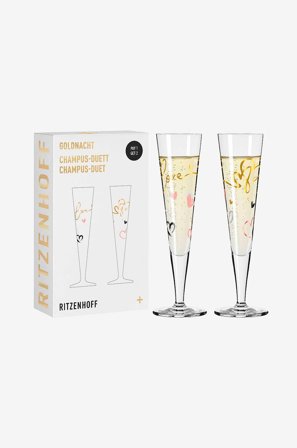 Ritzenhoff - Champagneglas Goldnacht 2-pak - Transparent - Vinglas - Fra Homeroom