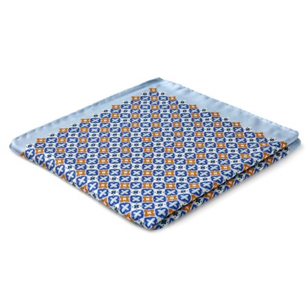 Virtuo | Pochette de costume en soie bleue et marron for Men