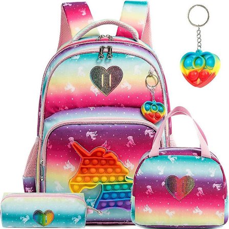 Skolesekker 16" Sekker For Jenter Sett Sekk 3 I 1 Barnesekker For Jenter Kawaii Ryggsekk Vanntett Barn Skolesekker For Jente