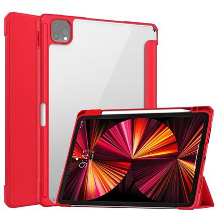 iPad Pro 11 (2021) läpinäkyvä TPU + PU nahkakotelo - Punainen Red