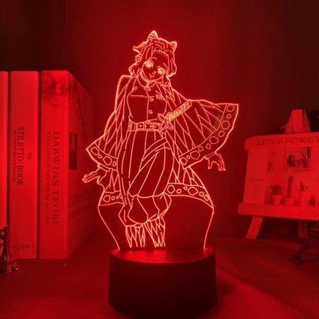 Manga 3D Lys Kimetsu No Yaiba Shinobu Kocho til Soveværelses Dekoration Natlys Gave Anime Led Lampe Demon Slayer Værelses Dekoration