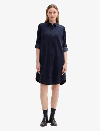 Tom Tailor Solid Corduroy Dress - Navy - 36