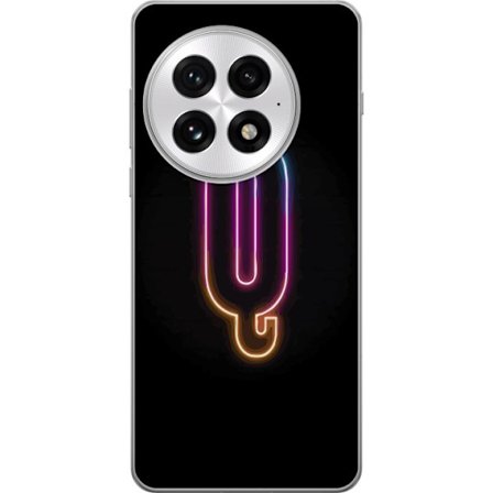 Kompatibel Mobilcover til OnePlus OnePlus 13 Minimalistisk neonbogstav Q i lyse farver mod mørk baggrund