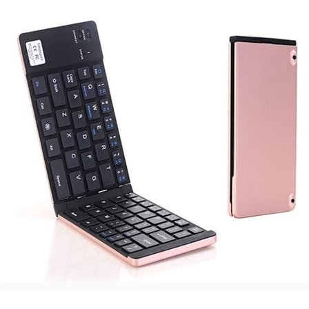 Foldbart tastatur BT66, trådløs Bluetooth med 66 taster, understøtter Android/iOS (rosaguld)