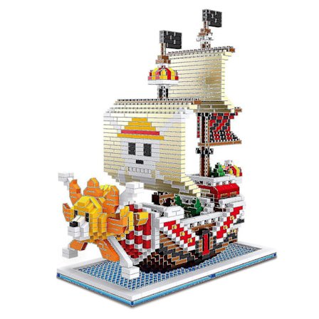 One Piece Thousand Sunny Byggeklosser Puslespill Mikro 3d Figurer Pedagogiske Lekeklosser