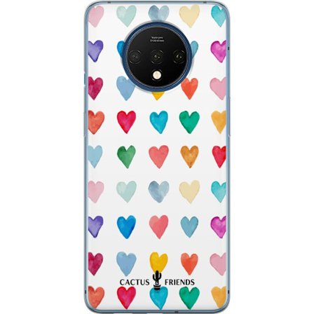 Kompatibelt Mobildeksel til OnePlus OnePlus 7T Cactus and Friends - Watercolor Love Grid