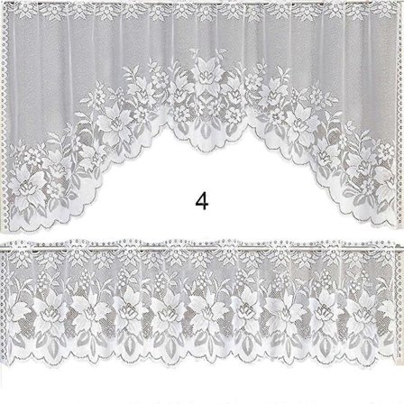 2 stk./sett Blondegardin Gjennomsiktig Blondedesign Vintage Stil 2-lags Cafégardinsett for Hjemmet