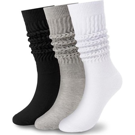 Strikkede bomullsstrømper for kvinner, ekstra lange scrunch knestrømper ankelstrømper
