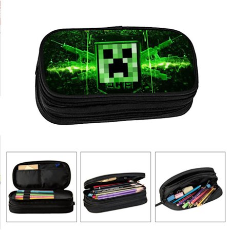 minecarft penalhus til studerende børn penalhus stor kapacitet penalhus elastisk dobbelt lag bærbar