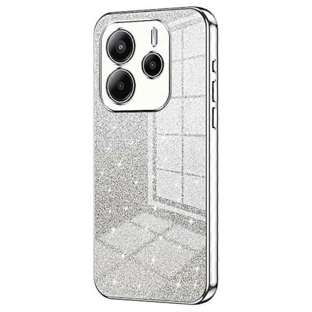 Til Xiaomi Redmi Note 14 4G (163.25mm) Cover Elektroplettering Gradient Glitter TPU Telefon Cover - Sølv