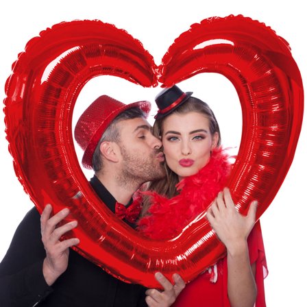 Hjerte med Hul Folieballon Rød