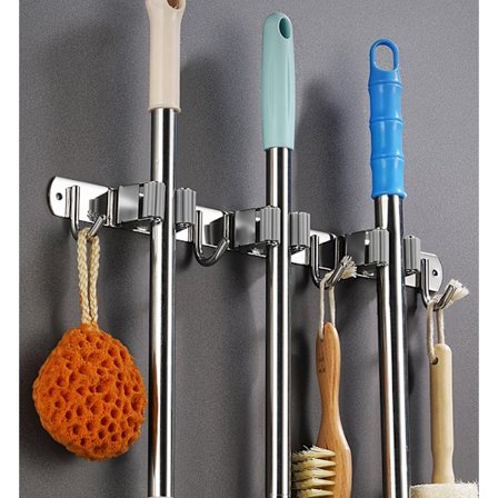 Veggmontert kosteskaftholder - Kosteskaftholder i rustfritt stål, oppbevaringsholder