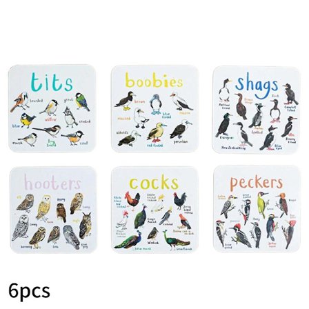 6 stk./sæt Fugleordspil Bordskånere Bordpladebeskyttelse Til Bar Housewarming Kaffekop Bordskånere Gaver