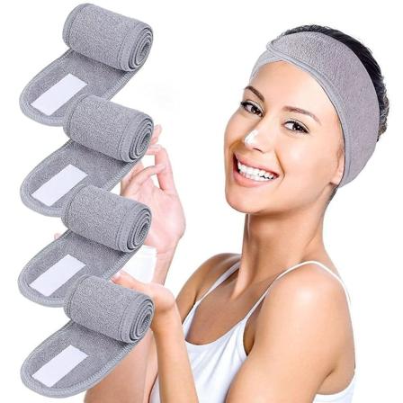 Ansigts Spa Pandebånd 4 stk., Makeup Brusebad Wrap Sport Pandebånd Terry Klud Stræk Håndklæde Med Magic Tape (blå, Mint Grøn, Lilla, Rose)
