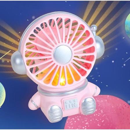 Mini Astronaut Desktop Fläkt USB Laddning Nattlampa För Studentrum Rosa