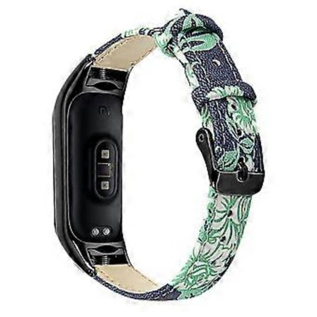 För Xiaomi Smart Band 8 Äkta Läderarmband med Svart Klockfodral