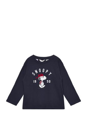 Snoopy Long-Sleeved T-Shirt T-shirts Long-sleeved T-shirts Marineblå Mango*Betinget Tilbud