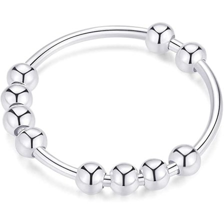 925 Sterling Sølv Anti-Angst Ring Til Kvinder Mænd Fidget Ringe Til Angst Angst Ring Med Perler Spinner Ring Til Angst Spinnerring10