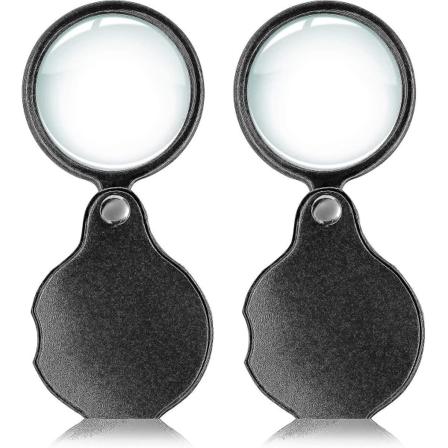 2 kpl 10x Pieni Tasku Luppi Premium Taittuva Mini Luppi Kiertävällä Suojelevalla Nahkakotelolla, Soveltuu Lukemiseen, Tieteeseen, Koruihin