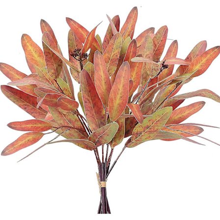 2 stk. Røde Kunstige Eucalyptusgrene Falske Kunstige Planter Indendørs Plastikblomster Til Udendørs Bryllup