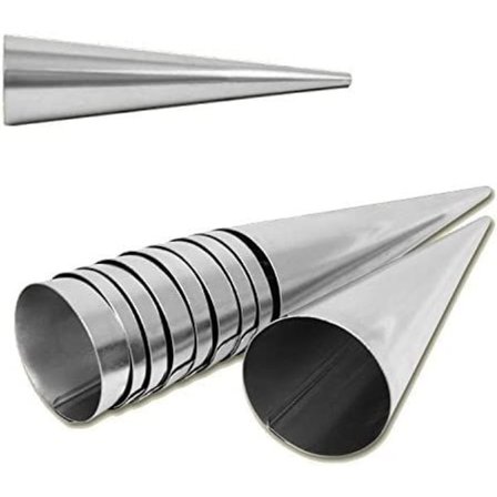 Sett med 20 kjegleformede former i rustfritt stål 90 mm x 25 mm