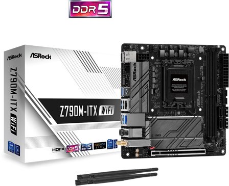 ASRock Z790M-ITX WiFi, mITX, LGA1700 2x DDR5, 2x M.2 PCIe 4.0, 2x USB 3.2 Type-C, 2.5GbE, Wi-Fi 6E, BT5.3