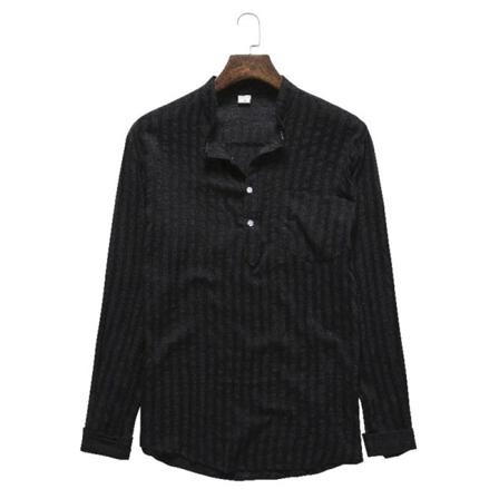 Böjd Fåll Ståkrage För Män Med Blusknappar T-shirt