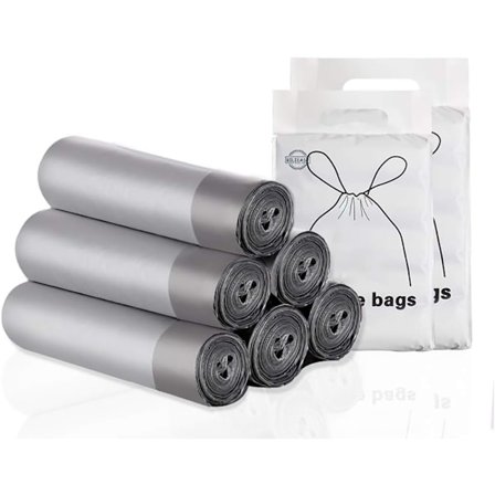 5 Ruller 50x60 cm 75 STK Søppelsekker, Søppelsekker med Snøring Store Sterke Uparfymert Universelle Søppelsekker Avfallssekker For Kjøkken