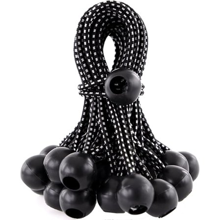 25-pak kulbågsbungee-snor, 5 tommer, sort kraftig og alsidig