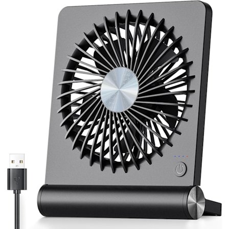 USB-vifte, kraftig vind, ultra stille, liten skrivebordsvifte, 220° vippebar, 3 hastigheter justerbar USB-C-drevet personlig vifte, skrivebord, svart