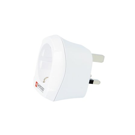Europe to UK earthed travel adapter, 15A, 110-125V, white