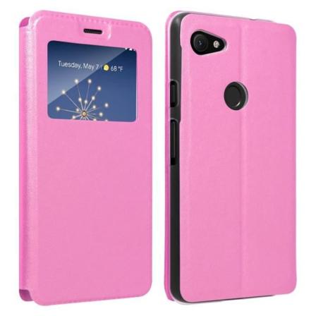 Google Pixel 3A XL Genomskinligt fönsterfodral Rosa Videoställ Rosa