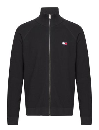 Tjm Reg Ziptru Hi Neck Sweater Tops Knitwear Full Zip Jumpers Black Tommy Jeans