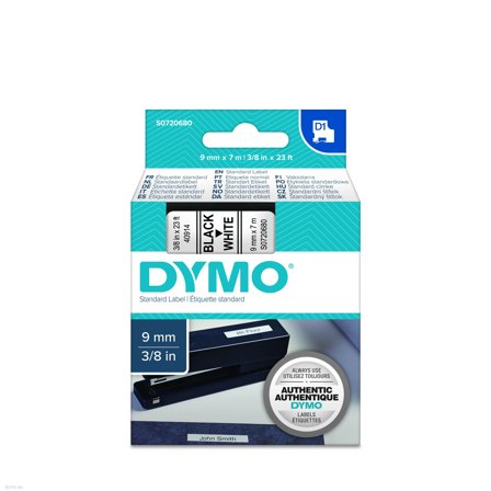 DYMO D1 9mm 1pk, Sort/Hvit