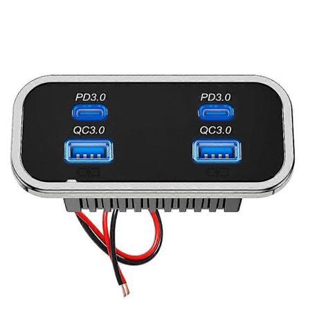 4 Porte 12V RV USB Udtag Dobbelt PD3.0 Type-C Hurtig Opladning & QC3.0 Panel
