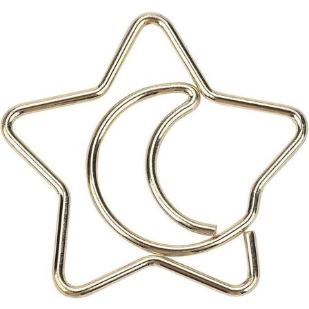 Gullpapirklipp Stjerne Måne Papirklipp Morsomme Bokmerker Merking Klipp For Kontor Skole Bilder Bøker Plakater Notater (60stk)